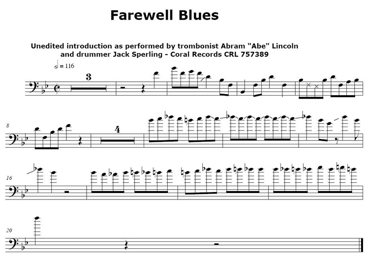 Farewell Blues — Abe Lincoln Intro transcription