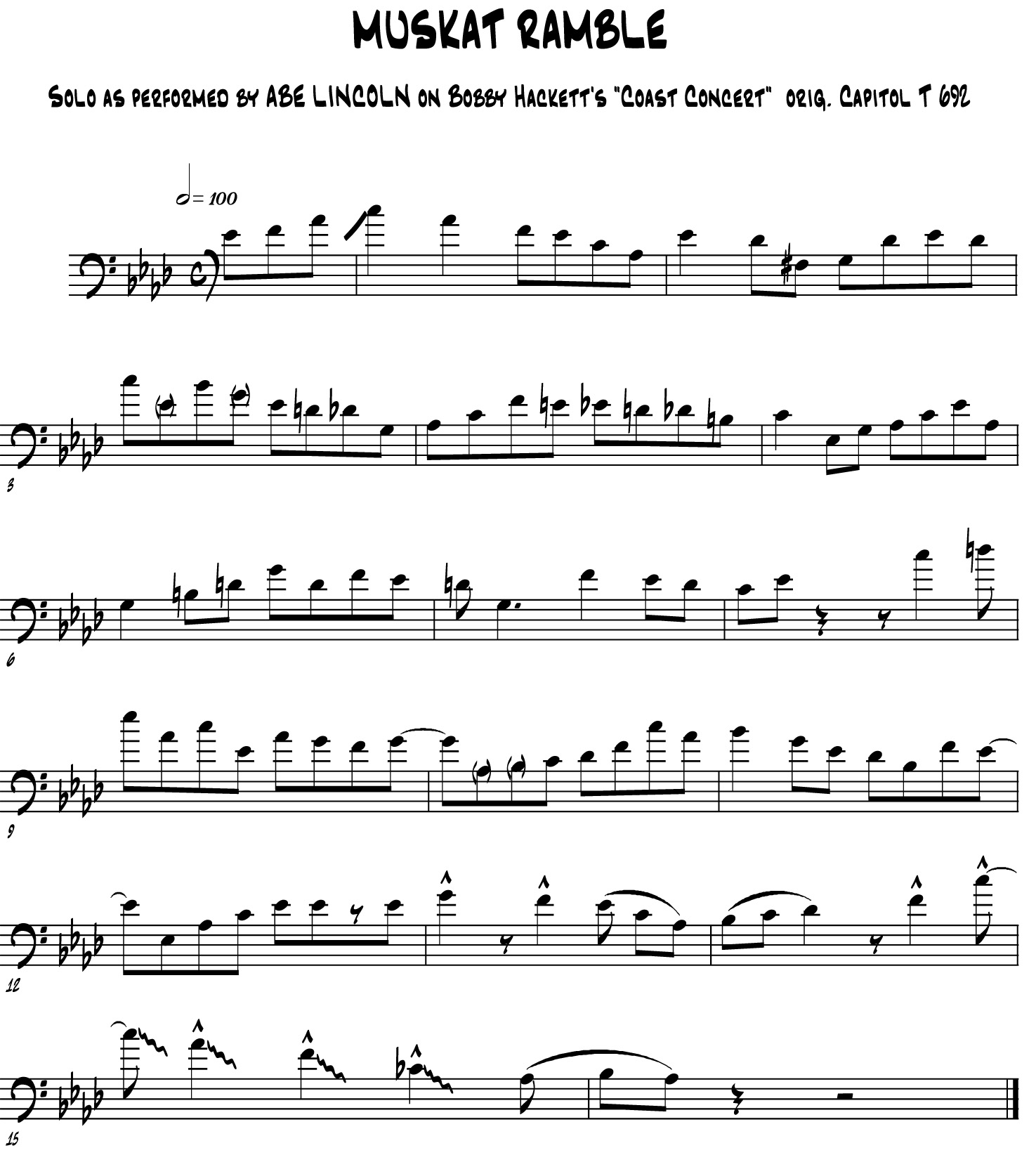 Muskrat Ramble — transcription